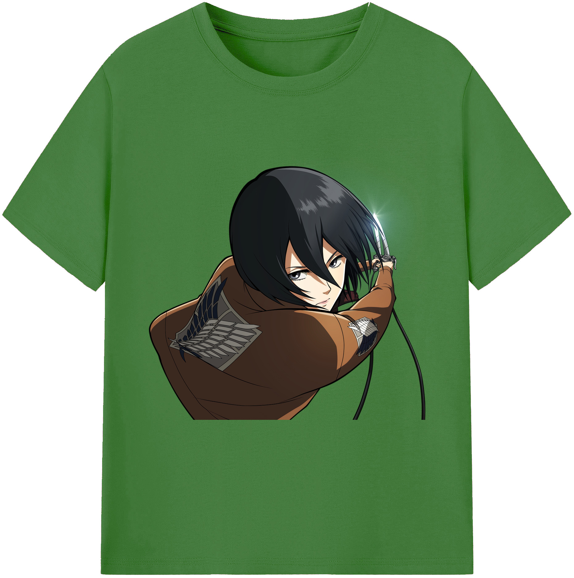 （画像用） 進撃の巨人 ミカサ·アッカーマン Attack on Titan Mikasa Ackerman レディースカジュアルプリントTシャツ（綿100％）